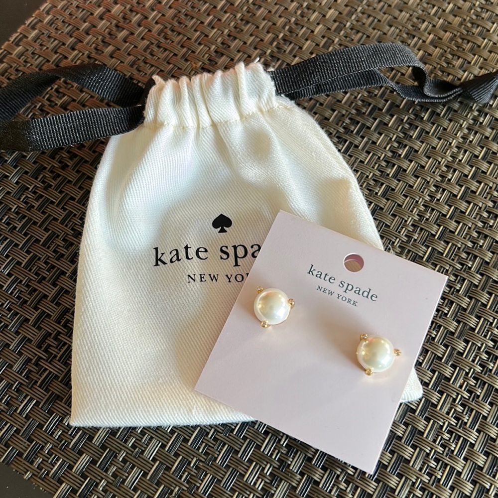 Kate Spade Pearl Earrings with Pouch